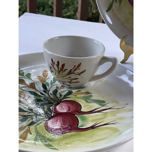 Mancioli for Lachman & CO 3 Snack Plates With Cups Hand painted Vintage Italy - Picture 3 of 8